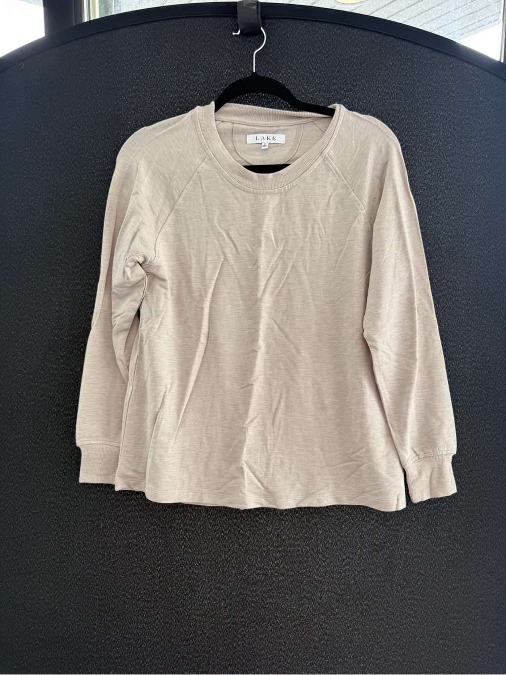 LAKE Light Taupe Long Sleeve Crewneck Top